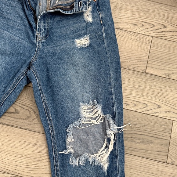 Wax Jean Distressed Women's Blue Denim Jeans Medium with Vintage Aesthetic - Picture 5 of 9